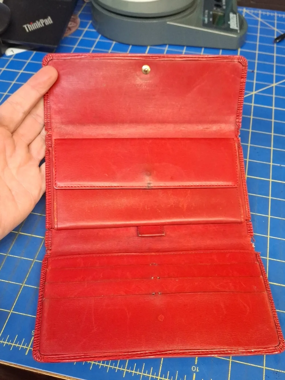LV Louis Vuitton Red Textured Wallet 7x4 Project